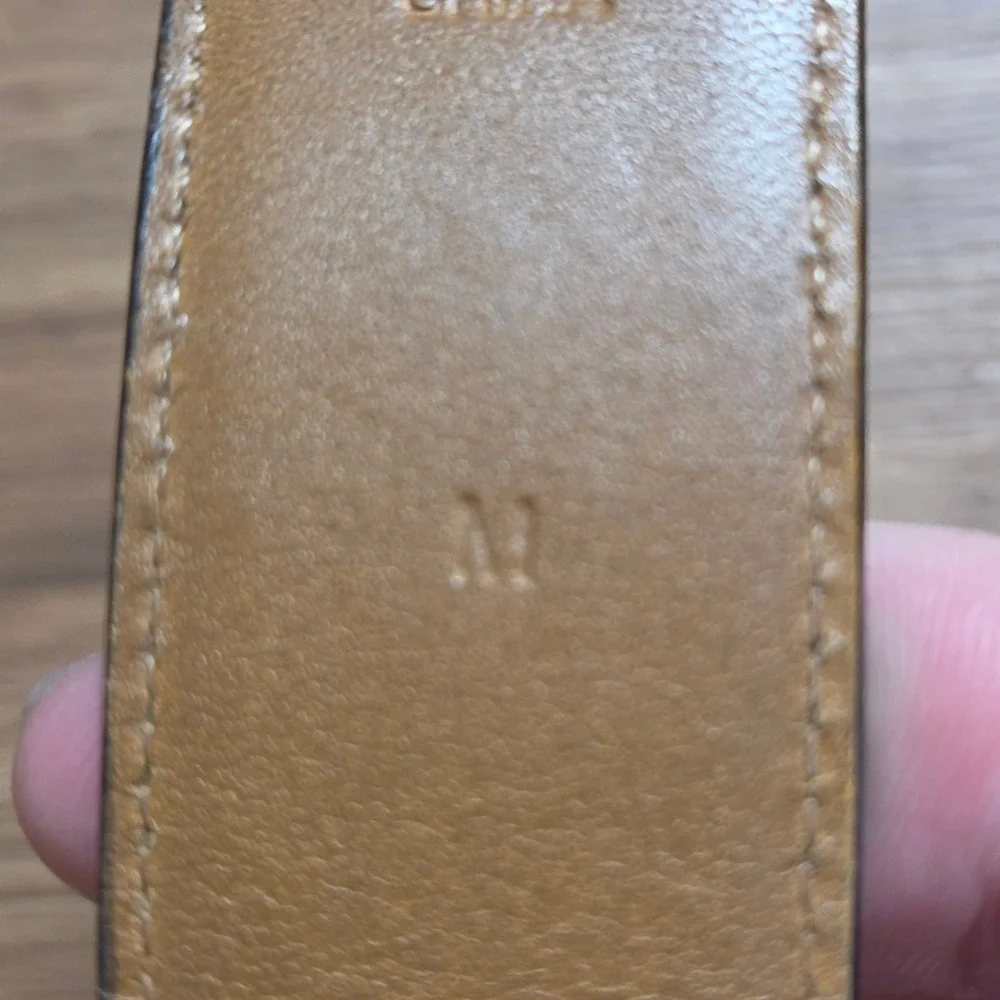 Ralph Lauren Mens Genuine Leather Belt Gold Tone Buckle Medium Minimalist Prep